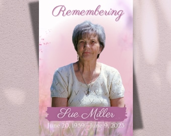 Pink Floral Funeral Program Template – 8 Page Obituary (Digital Download)