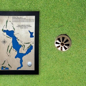 CUSTOM GOLF Course Map Engraved Golf Map Custom Golf Picture Wooden Golf Course Map