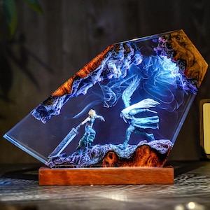 Lame Sephiron et veilleuse en résine C.loud strife, lampe en résine personnalisée, cadeau de Noël pour joueur, cadeau de lampe de nuit Fantasy Battle