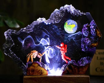 Fateful Encounter Rocky & Ryland resin night light, Sci-Fi Gift, Alien galaxy space lamp, Christmas Gift for Him, unique gift, Home decor