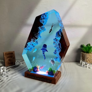 Whale Shark resin lamp, ocean night light, art deco, custom night light, epoxy resin art, home decoration, Christmas gifts, gift for her