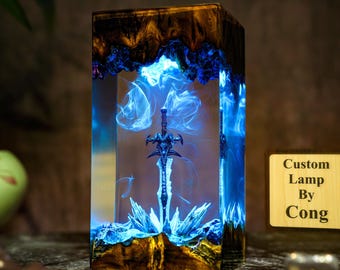 Lámpara de resina Espada de Hielo, el mejor regalo de figura de resina, regalos navideños personalizados, decoración del hogar, regalo para gamers