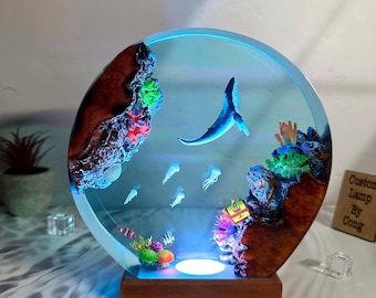Humpback Whale resin night light, home decoration, table lamp, custom night light, Christmas gifts for him