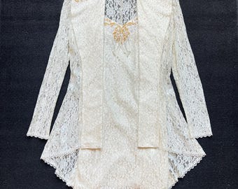 Vintage Western Collection Womens Ivory Lace Dress & Blazer Embellished *Read*