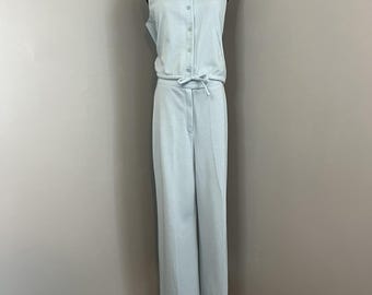 Vintage 70s Act III Pant & Top Set Pastel Blue IGLWU Made Wide Leg Casual Read