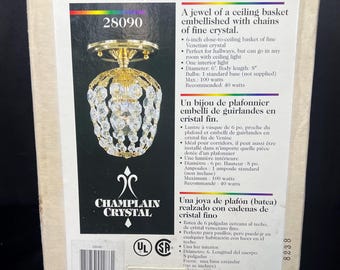 NEW IN BOX Vintage Champlain Venetian Crystal Ceiling Basket 6” x 8” Never Used