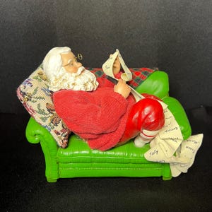 Vintage Clothtique Possible Dreams Ltd. Working Late Santa On Sofa Checking List