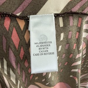 BCBG MaxAzria Halter Dress XS Brown Pink Abstract Print Ruched Empire Waist Midi image 10