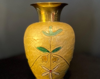 ヴィンテージ真鍮七宝花瓶: 1950 年代の花の室内装飾 - Etsy 日本