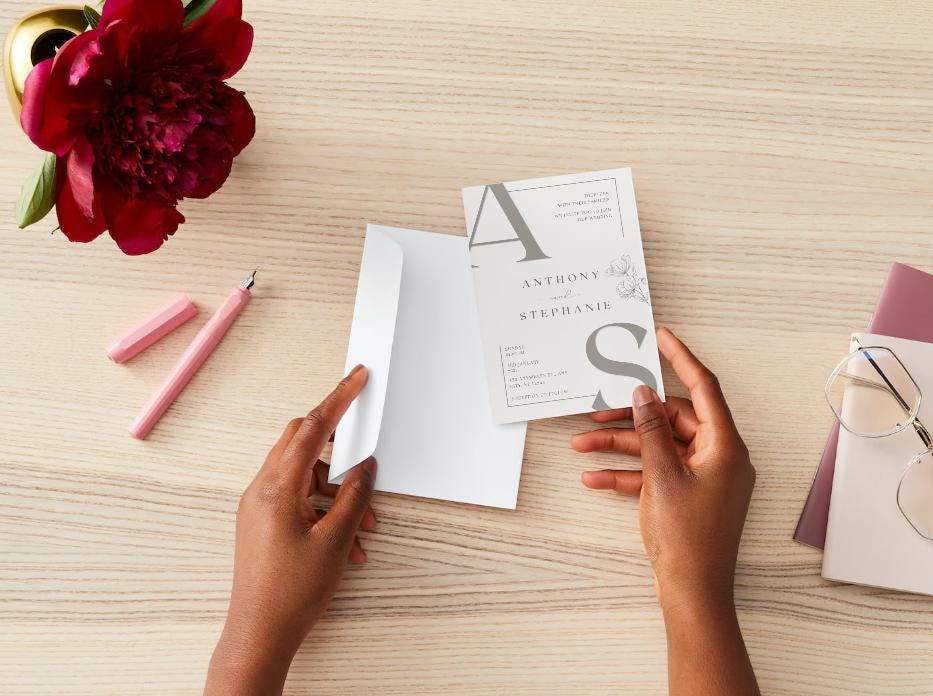 Editable Wedding Invitation With QR Code Canva Template Minimalist ...