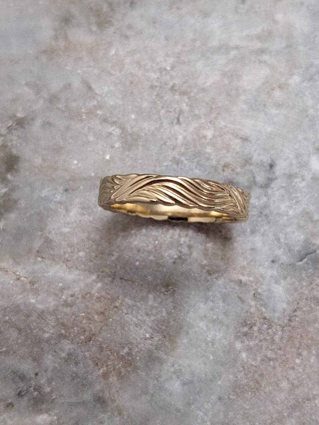 Shockwave Ripple Rings Estate 14k Yellow Gold Ripple Wave Texture Band Ring Size 8 - Etsy