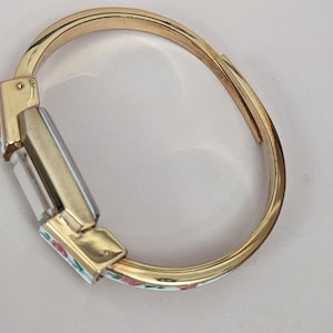 Vintage Consul Manual Gold Tone Watch White with Red Flower Enamel Working image 8