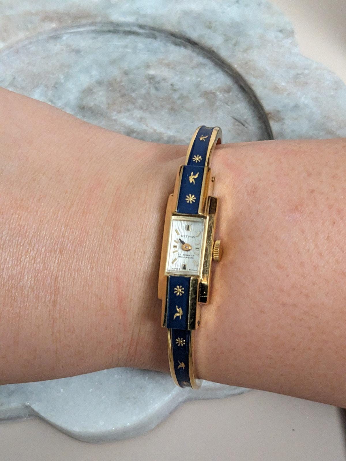 Montre-bracelet Vintage AVIA Pour Femme - Mouvement Quartz Suisse - Cadran Et Bracelet Dorés - Occasion Fonctionnelle