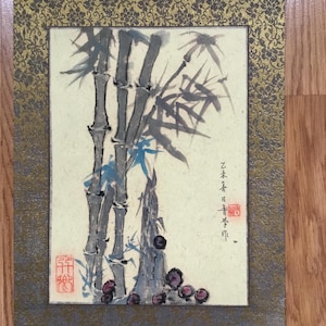 dipinto a mano su carta di riso bambù originale 9*13,5" cinese asiatico
