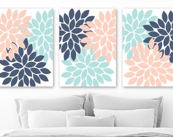 Peach And Aqua Art Etsy