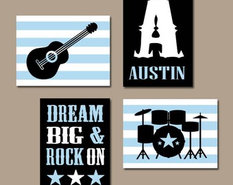 Guitar Wall Art Music Theme Baby Boy Nursery Decor Big Boy