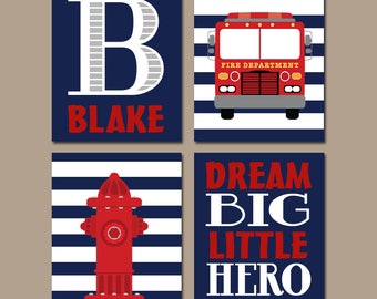 Fire Truck Wall Art Fire Truck Nursery Decor Canvas Oder Etsy