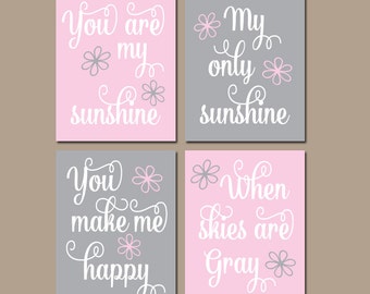 Yellow Gray You Are My SUNSHINE Wall Art CANVAS or Print | Etsy