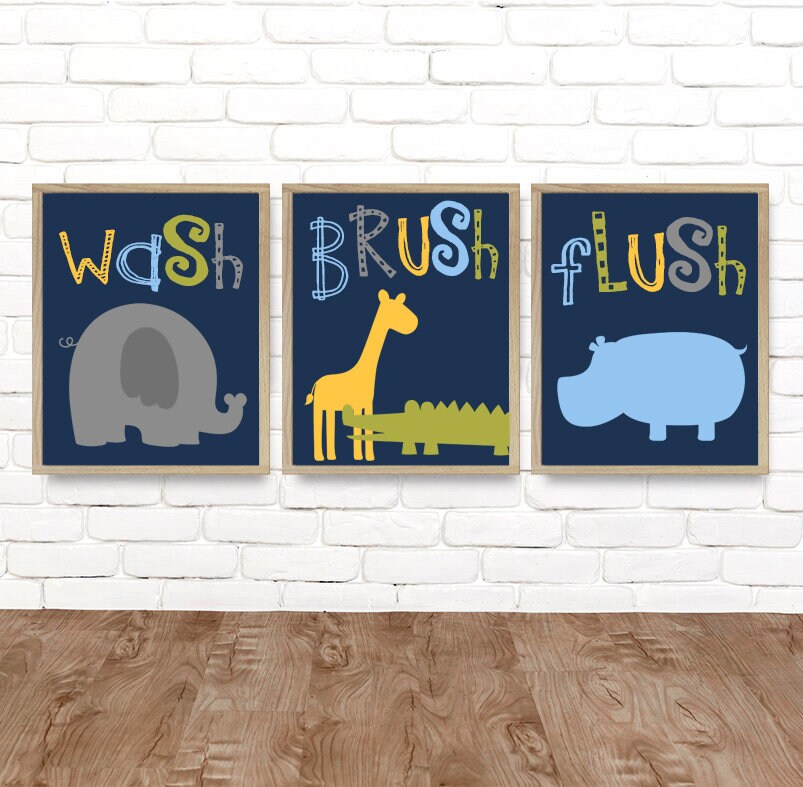 Jungle Animal BATHROOM Wall Art Canvas or Prints Child Kid | Etsy