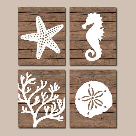 Arte de pared de baño playa lona náutica o impresiones | Etsy