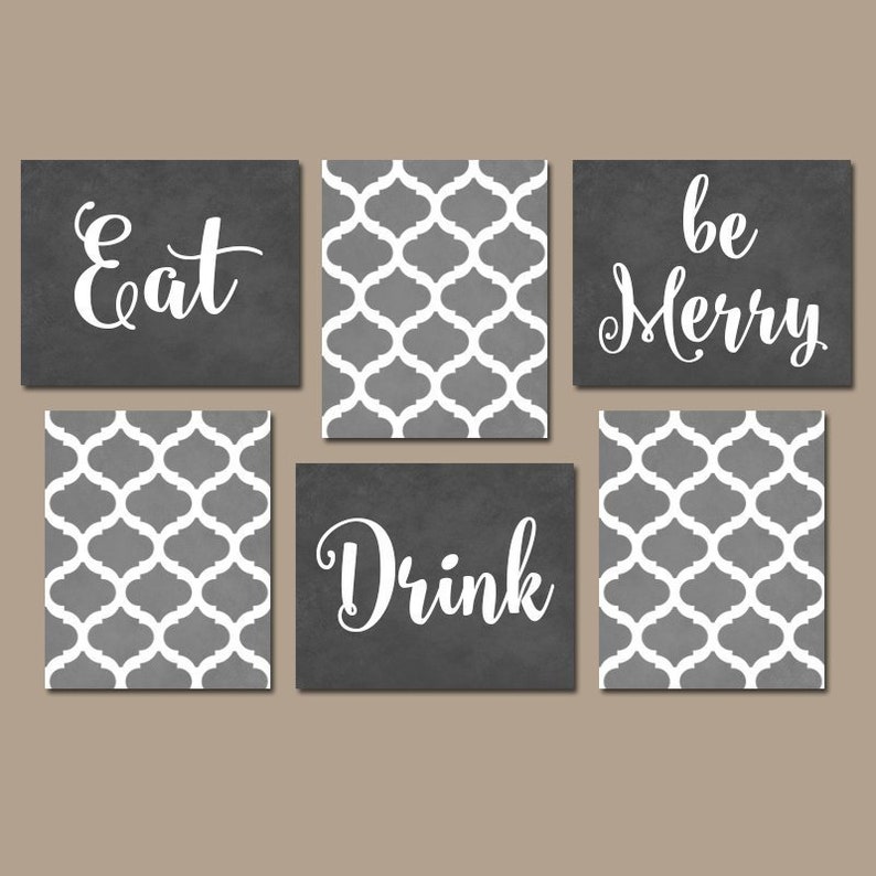 Eat Drink Be Merry Wall Art Farmhouse Kitchen Canvas Prints Etsy