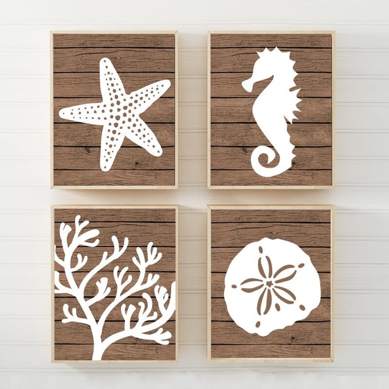 Beach BATHROOM Wall Art Nautical CANVAS or Prints Nautical Etsy