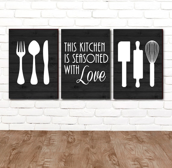 KITCHEN Wall Art Canvas or Prints Utensil Wall Decor Kitchen Etsy