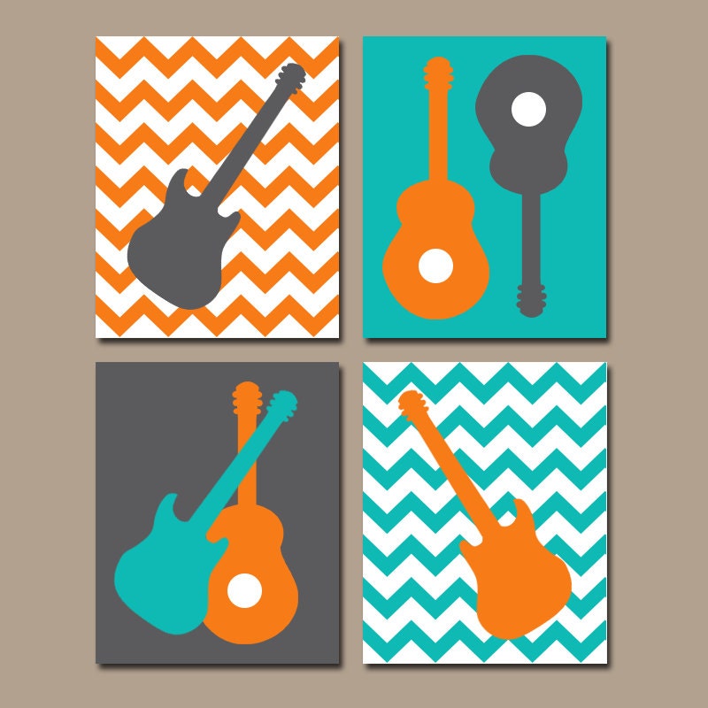 GUITAR Wall Art Music Theme Nursery Big Boy Bedroom Wall Etsy