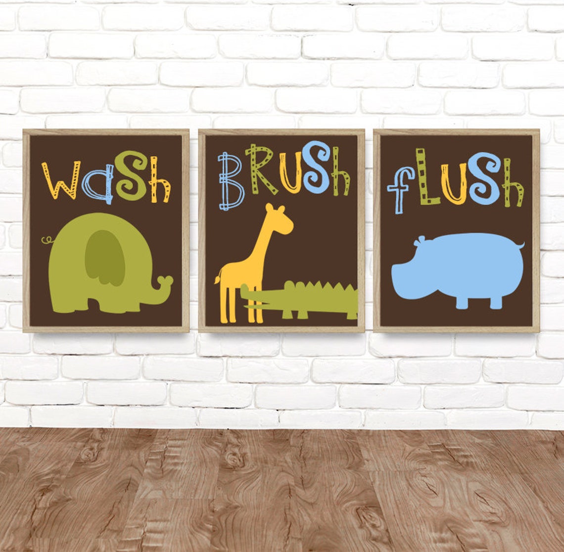 Jungle Animal BATHROOM Wall Art Safari Jungle Animals Bath Etsy