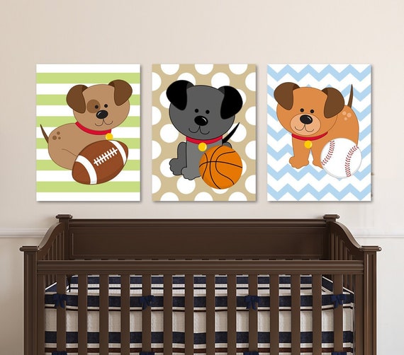 Dogs Sport Wall Art Baby Boy Nursery Art Puppy SPORTS Etsy