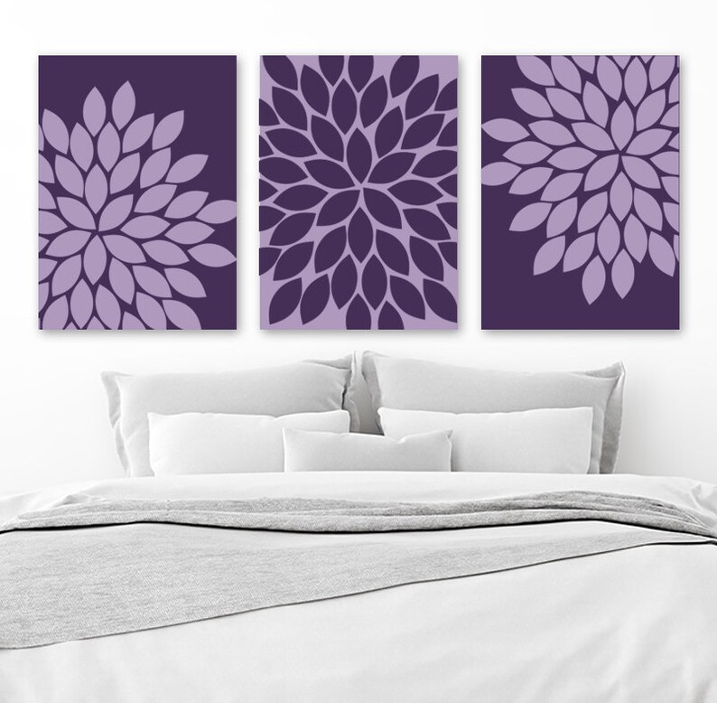 purple wall art purple bedroom wall decor canvas or prints | etsy