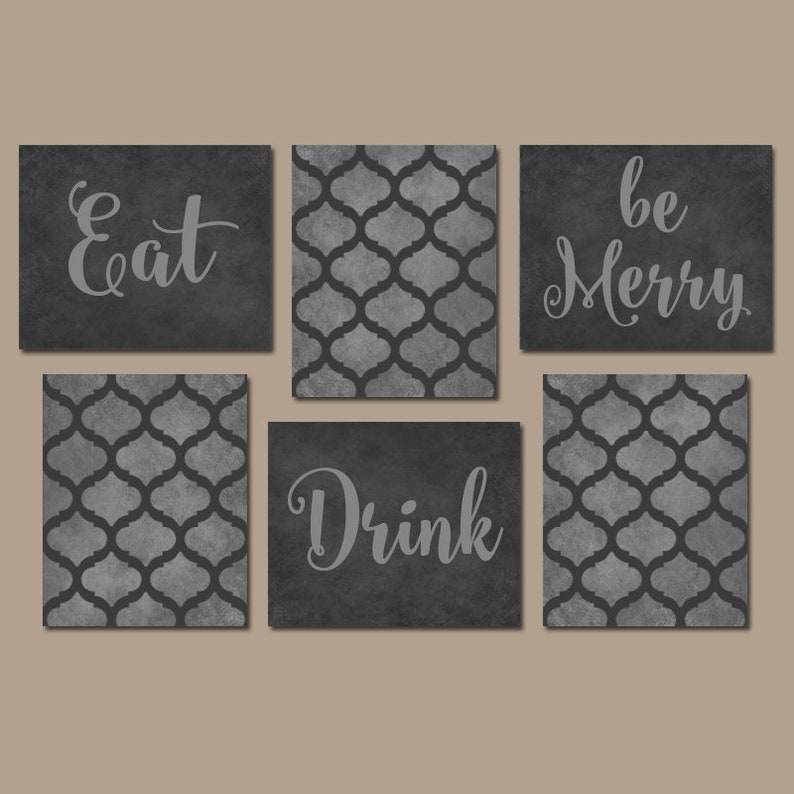 Eat Drink Be Merry Wall Art Kitchen Canvas Or Prints Black Etsy