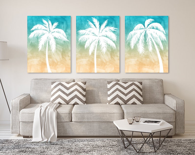 Palm Tree Wall Art Palm Tree Canvas Or Print Tropical Palm Etsy
