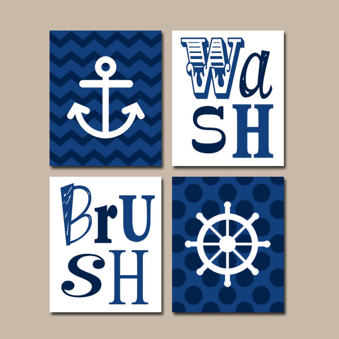 Nautical BATHROOM Wall Art Nautical BATH Rules Decor Canvas Etsy