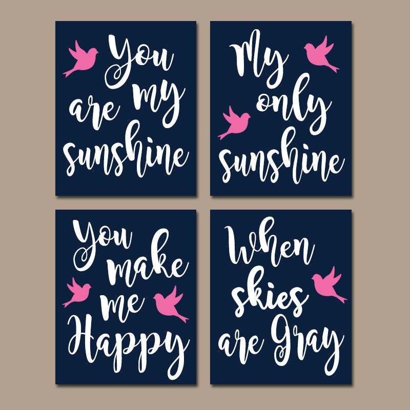 You Are My Sunshine Wall Art CANVAS or Prints Bird Birdie Etsy