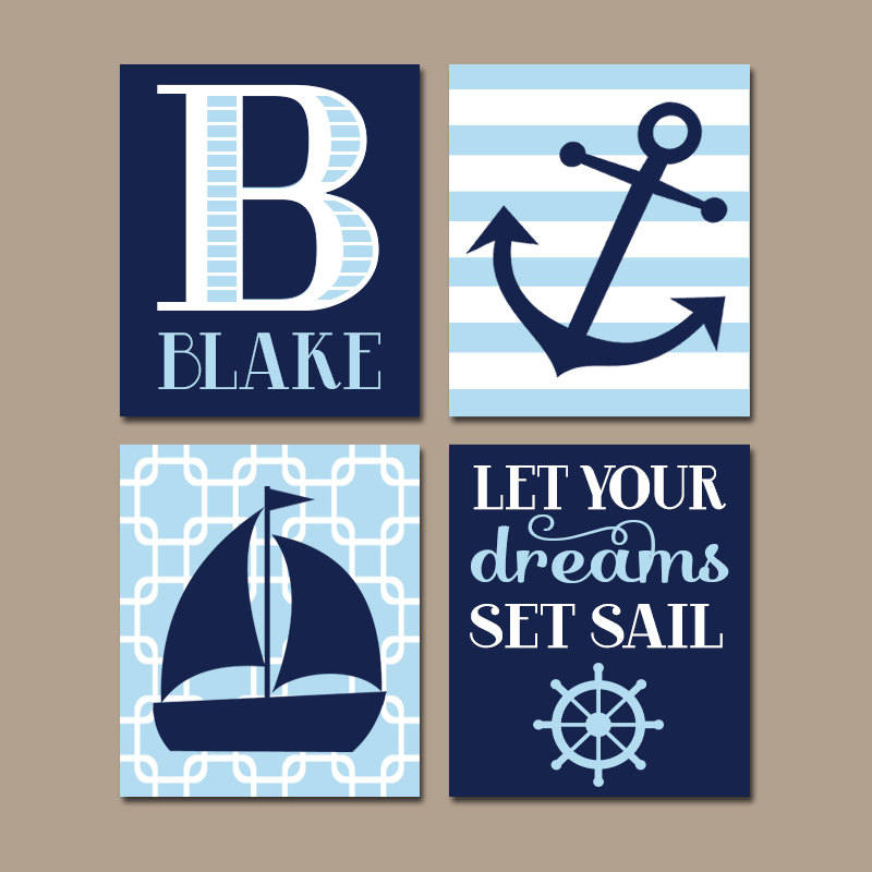 Boy Nautical Nursery Wall Art NAUTICAL Nursery Decor Etsy