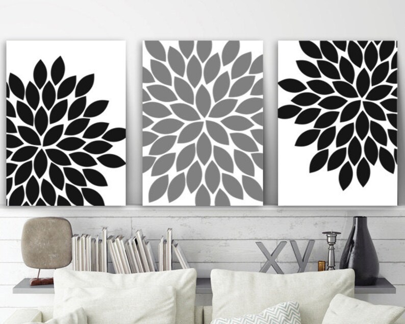 Black White Grey Bedroom Wall Decor Living Room Wall Art Etsy