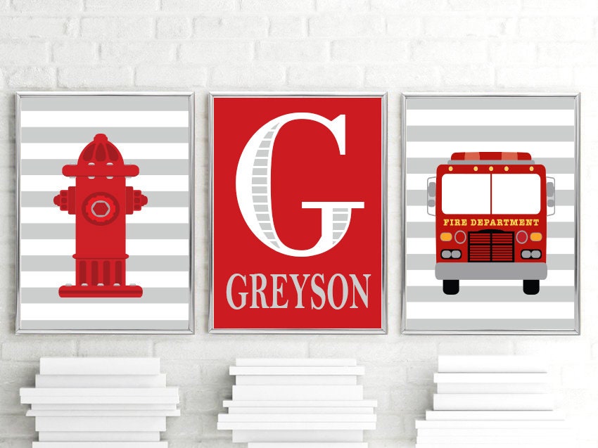 Fire Truck Wall Art Fire Truck Nursery Decor Canvas Or Print Etsy