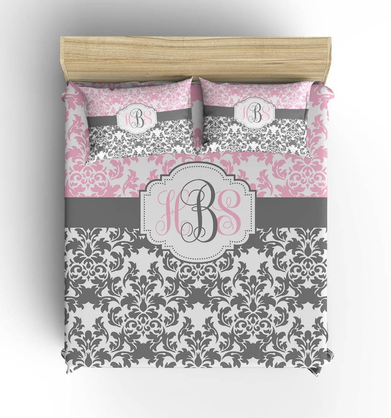 Damask Bedding Comforter Duvet Cover Damask Pillowcase Pink Etsy