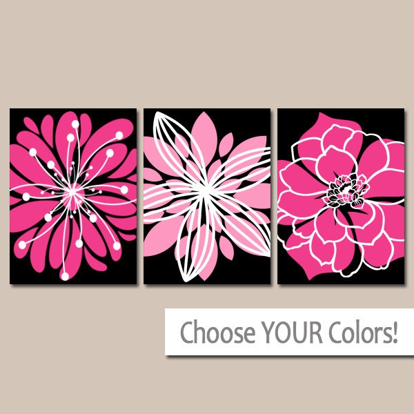 BLACK Hot PINK Wall Art CANVAS or Prints Hot Pink Black Etsy