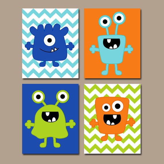 MONSTER Wall Art Boy MONSTER Wall Decor Monster Theme Etsy