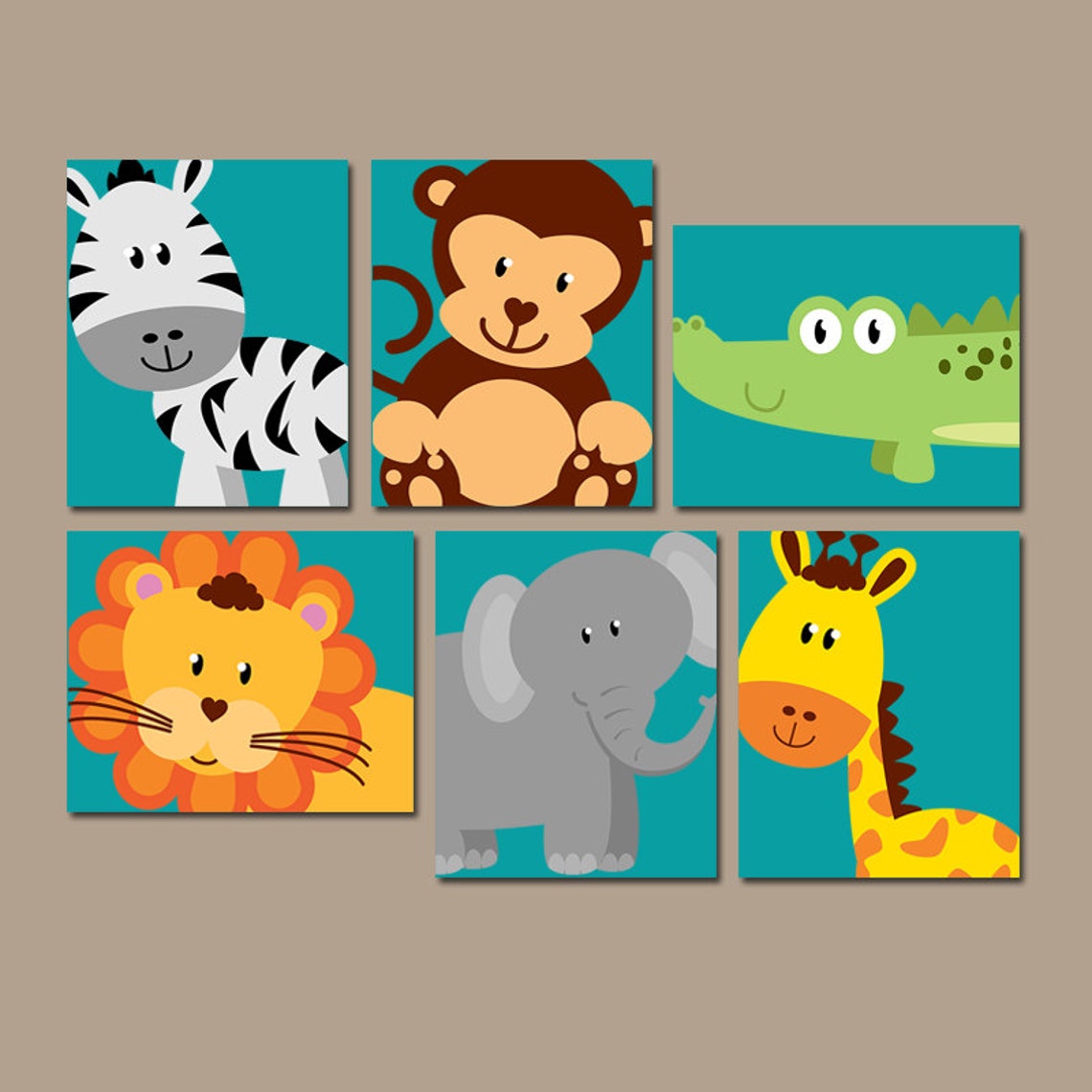Safari Jungle ANIMALS Wall Art Jungle Safari Animals Decor Etsy
