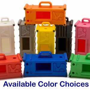 May include: A set of 10 small plastic containers with different colored lids. The containers are all the same size and shape, and they have a small handle on the top. The containers are available in a variety of colors, including orange, yellow, red, blue, green, white, gray, black, and pink.  Available Color Choices