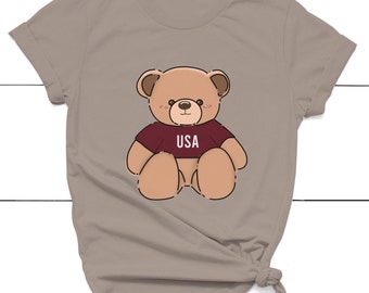 Teddy Bear Graphic T-shirt: Soft Cotton USA Shirt