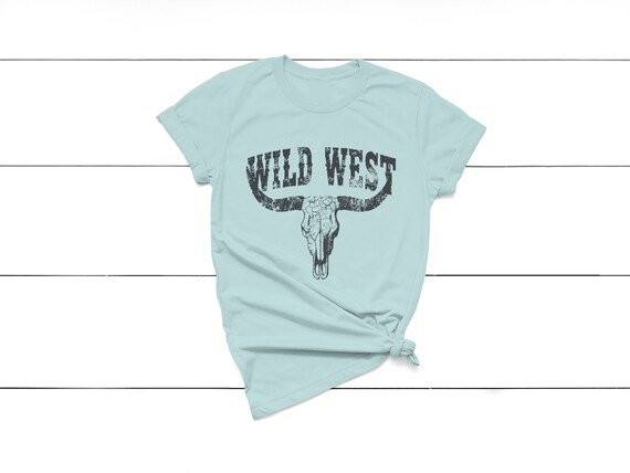 Wild West Bull Skull T-shirt: Soft Cotton Graphic Tee - Etsy