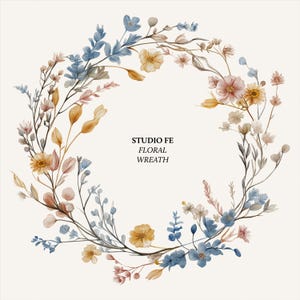 PNG-bloemenkrans | Elegante aquarelbloemen | Bruiloftsclips | Vintage botanische afbeeldingen | Digitale download| bundel| Verjaardagsontwerp