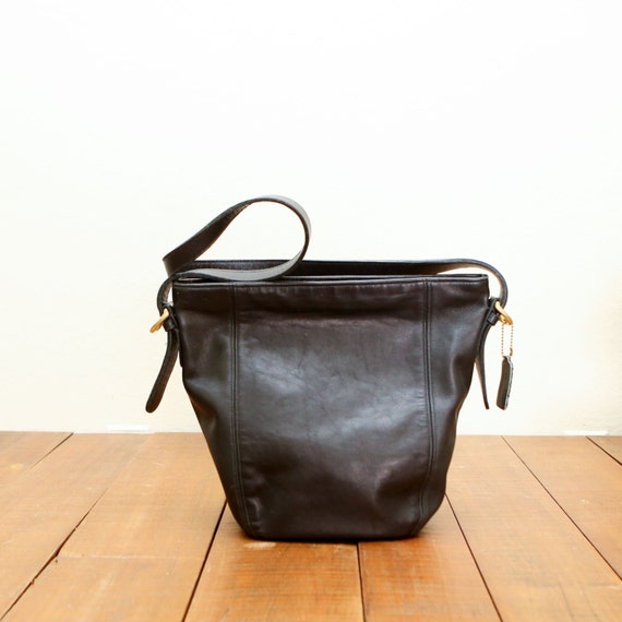 Vintage Coach Black Shoulder Bucket Bag Tote Bag
