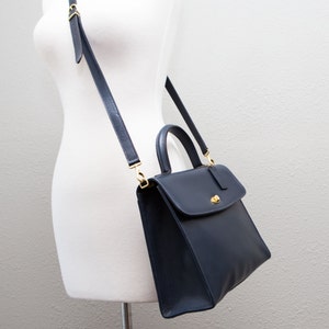 RARE Vintage Coach Navy Blue Madison Copley Kelly Leather Bag 
