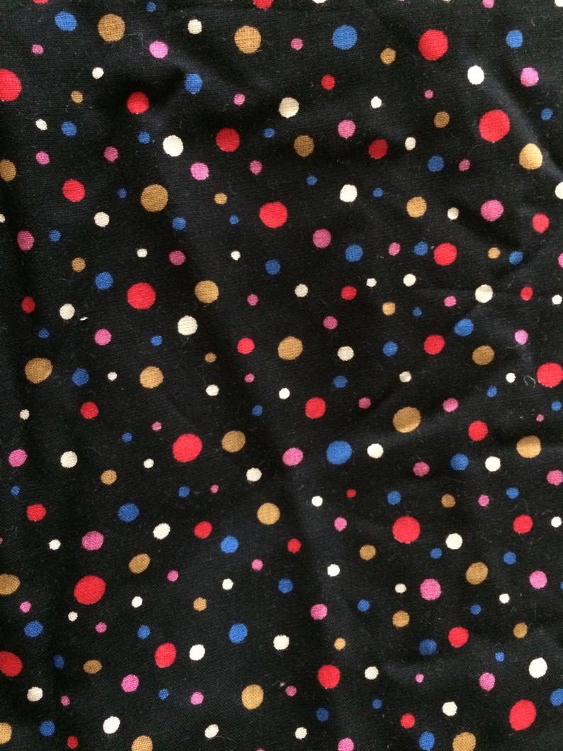 Vintage 60's Polka Dot Cotton Fabric Black w/ Multi-Color | Etsy