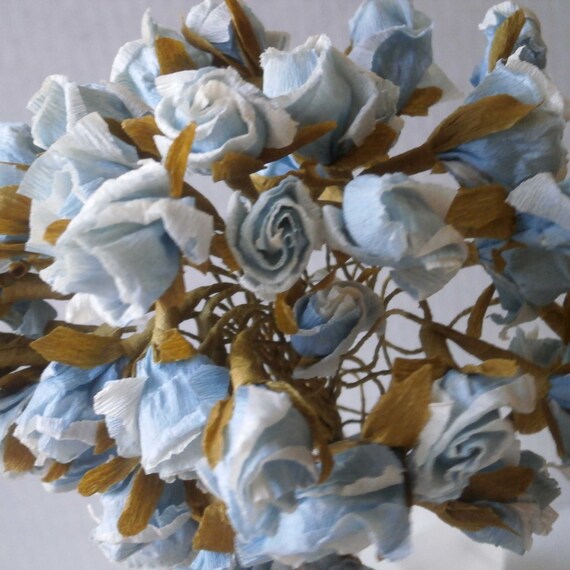 Chapellerie Vintage Fleurs Bleu Boutons De Roses De Papier